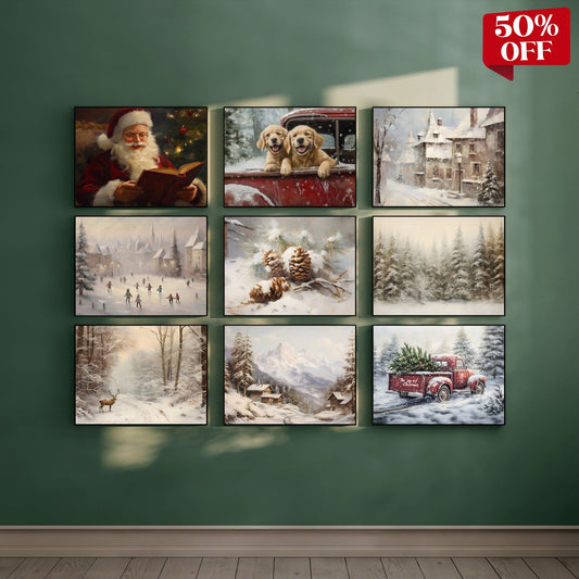 Christmas Wall Art Set: 9 Digital Downloads